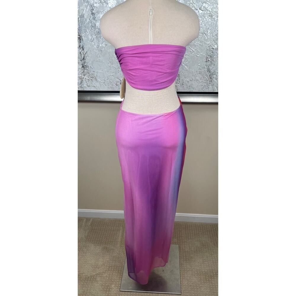 BAOBAB Lila Strapless Ruched Cutout Rainbow Pink Enchanted Maxi Dress Size M - Picture 6 of 8